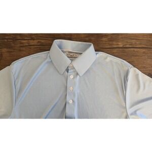 Collars & Co Mens Dress Collar Polo Small‎ Blue Houndstooth Shirt NEW